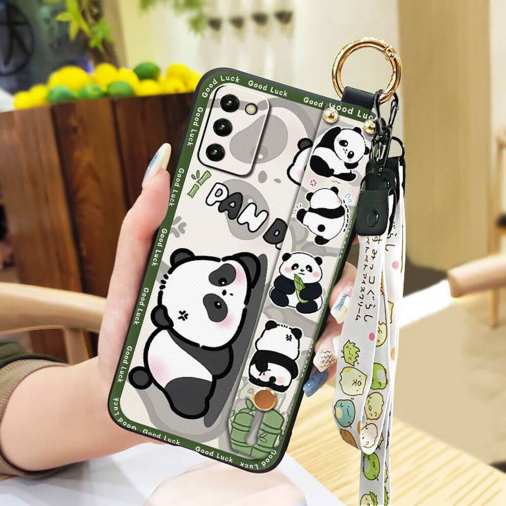Cute Panda Soft Phone Case For Samsung Galaxy A03s (Sm-A037f) Â Waterproof, Shockproof, With Wristband & Lanyard 9377112568607
