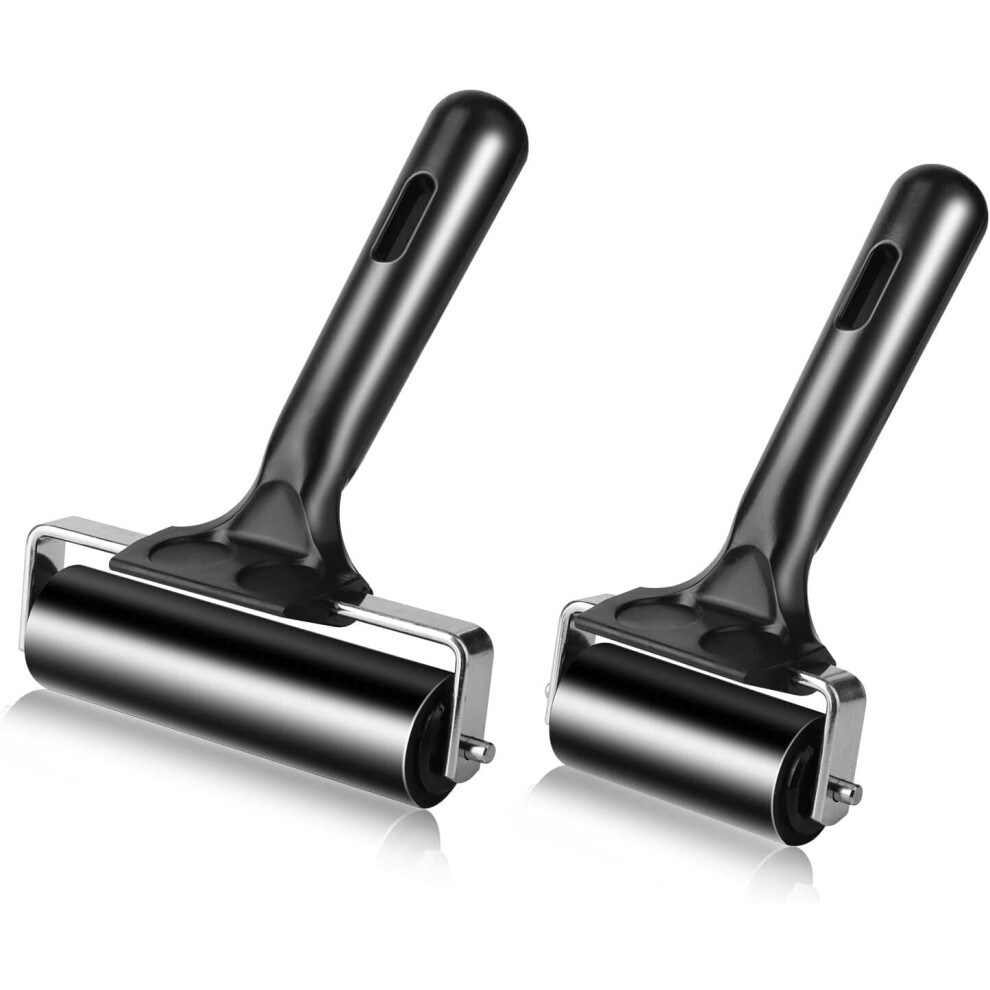 2Pcs Rubber Roller Brayer Rollers Hard Rubber 4 And 2.2 Inch For Printmaking (Black) 9027700574298