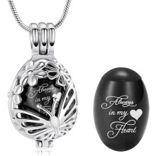 Teardrop Butterfly Urn Necklace for Ashes Hollow Cremation Jewelry Memorial Locket Urn Pendant Necklace Mini Keepsake Urn for Human Pet