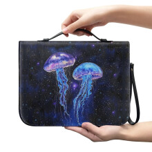Dreamy Jellyfish PU Leather Bible Cover for Women & Men, Lightweight with Detachable Wristlet Strap – Compatible with 2XL Bibles