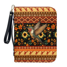 Aztec Tribe Hummingbird Sunflower Leather Bible Case for Women & Men – Lightweight, XL, with Detachable Wristlet Strap, Compatible with XL Bibles