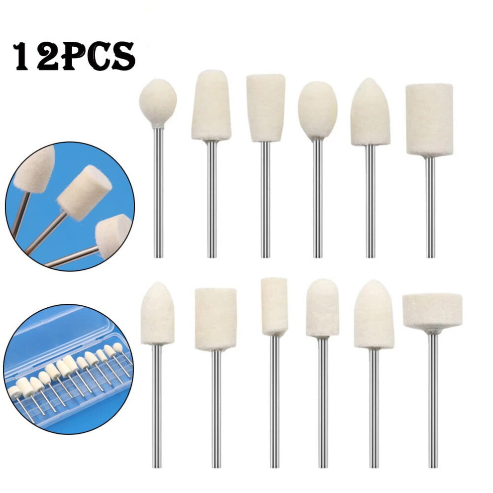 12Pcs Wool Felt Mounting Polishing Wheel Drill Bit Grinding Rotary Head 2.35Mm Shank Grinder Abrasive Power Tool Accessories 9422877962686