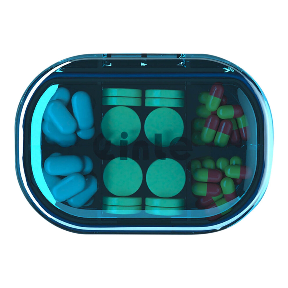 Transparent 6-Compartment Pill Dispenser, Wide-Opening Portable Organizer, Anti-Mix Travel Pill Container, BPA-Free