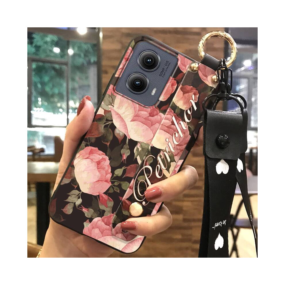 Moto Edge 5G 2024 Phone Case – Dirt-Resistant Silicone, Wrist Strap, Kickstand, Anti-Knock, Flower Design, Waterproof 9377112570730