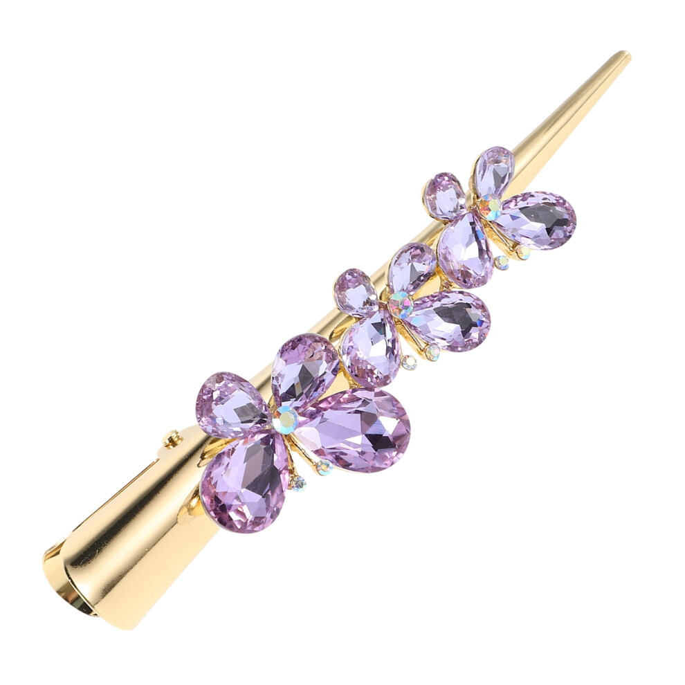 Decorative Alligator Hair Clip with Rhinestone Horn Design