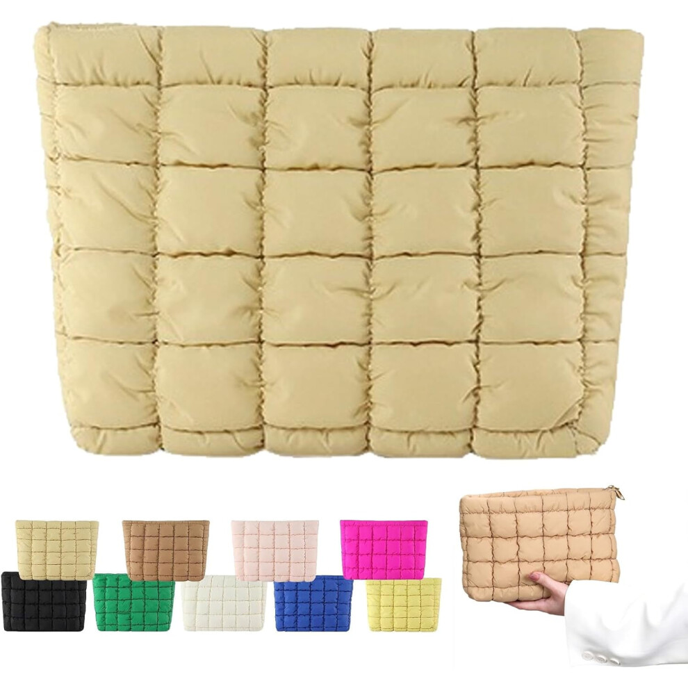 Quilted Puffer Makeup Bag for Women Large Capacity