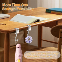 Desk Bag Hook,2 Pcs Nail Free Storage Hook, Space Organizer Headset Stand, Under Desk Hook Mount, Student Work Desk Hook