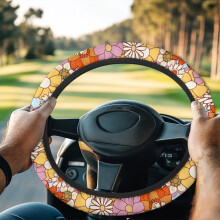 Hippie Flower Steering Wheel Cover Universal 13-14 Inch