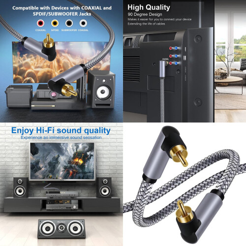 Καλώδιο Subwoofer Αρσενικό σε Αρσενικό 90 μοιρών Ορθής Γωνίας, Ψηφιακό Ομοαξονικό 1