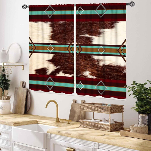 Cow Print Curtains Rustic Brown 2 Panel 55x39 Inch 2
