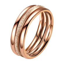 3-Pc Wedding Band Set: Gold/Silver Plated, Non-Tarnish, Stackable Titanium Frosted Rings for Couples – Compatible with #03 C,11