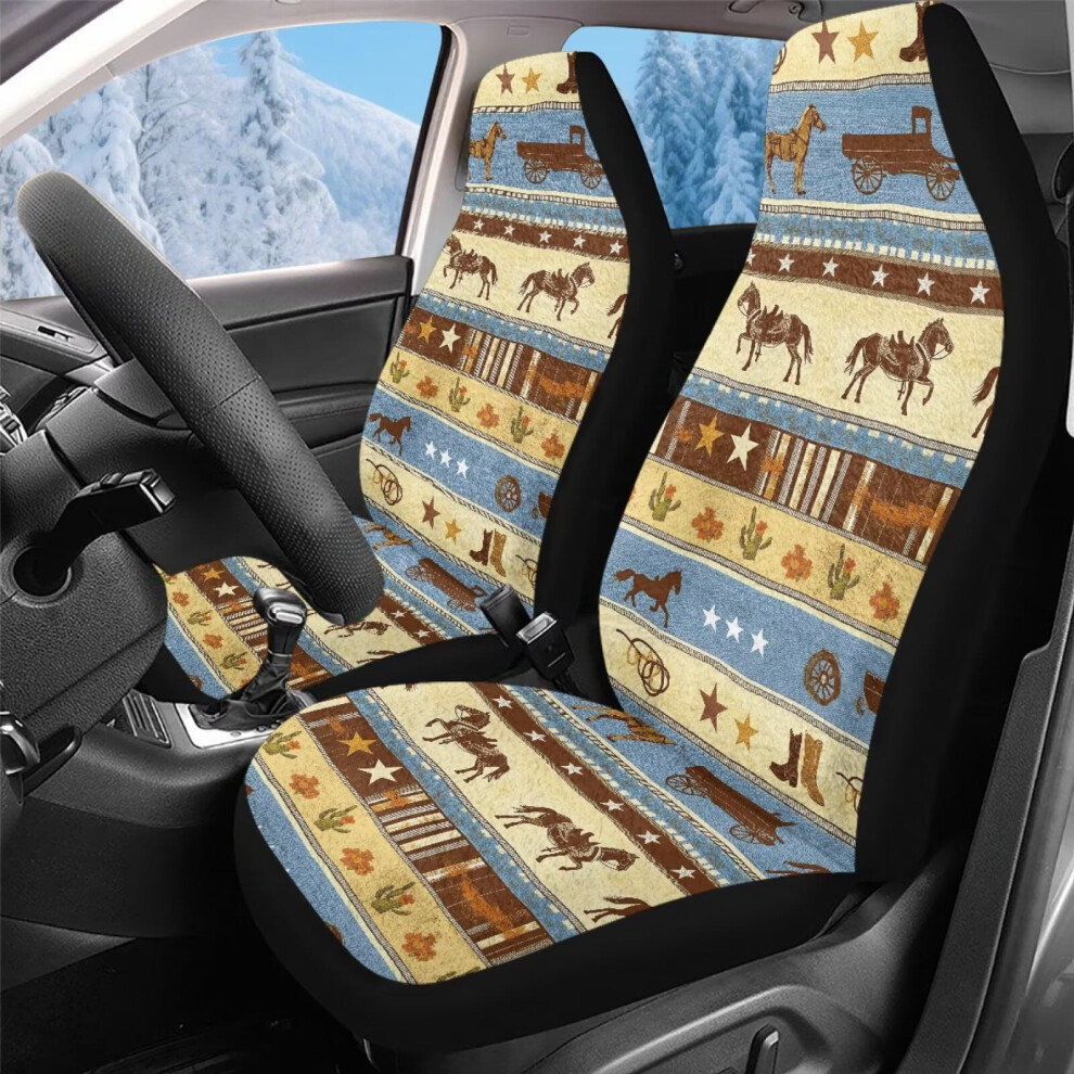 Fluffy Running Horse Southwestern Aztec Car Seat Covers 2 Coral 974856105410