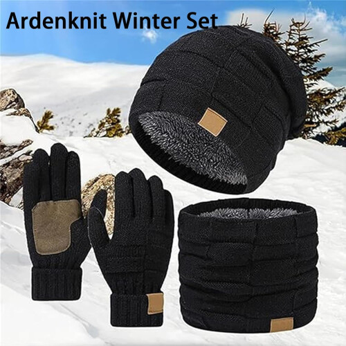 Conjunto de inverno Ardenknit – Gorro, cachecol e luvas em cashmere e fleece 1