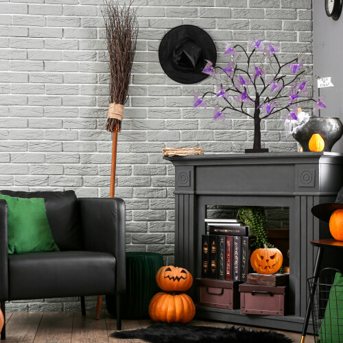 Μαγευτικές διακοσμήσεις για το Halloween, φωτισμένο δέντρο 2FT με μωβ φώτα που 2