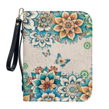 Boho Mandala Butterfly -nahkainen Raamattukansi naisille ja miehille – Kevyt, 2XL, irrotettavalla rannehihnalla – Yhteensopiva tavallisten