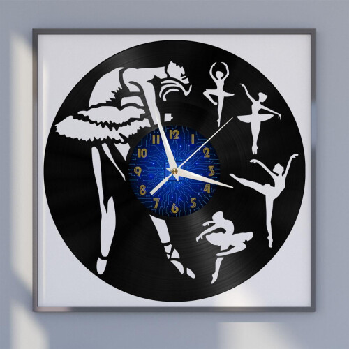Horloge murale en vinyle 12 pouces silencieuse avec danseuse de ballet