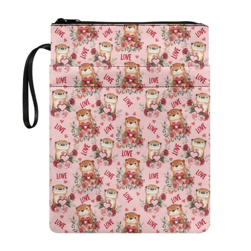 Otter Pattern Polyester Book Sleeve 11.4 x 8.66 in