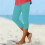 Women's Sky Blue Capri Leggings Lightweight Elastic 2