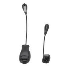 Adjustable Black Clip Lamp 9 Light Levels 7 Lamps Foldable USB Rechargeable LED