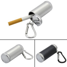 Mini Metal Ashtray with Keychain Portable Outdoor Car Beach