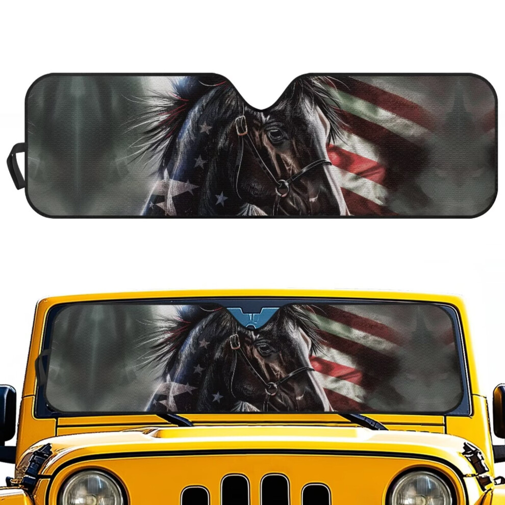 Windshield Sunshade Compatible With Rubicon Sahara Tj Jk Jku 2/4 Door Â Us Flag Design, Uv & Heat Blocking 9027700113893