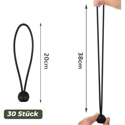 Bungee Cord Tensioners with Ball 30-Pack 20cm Adjustable