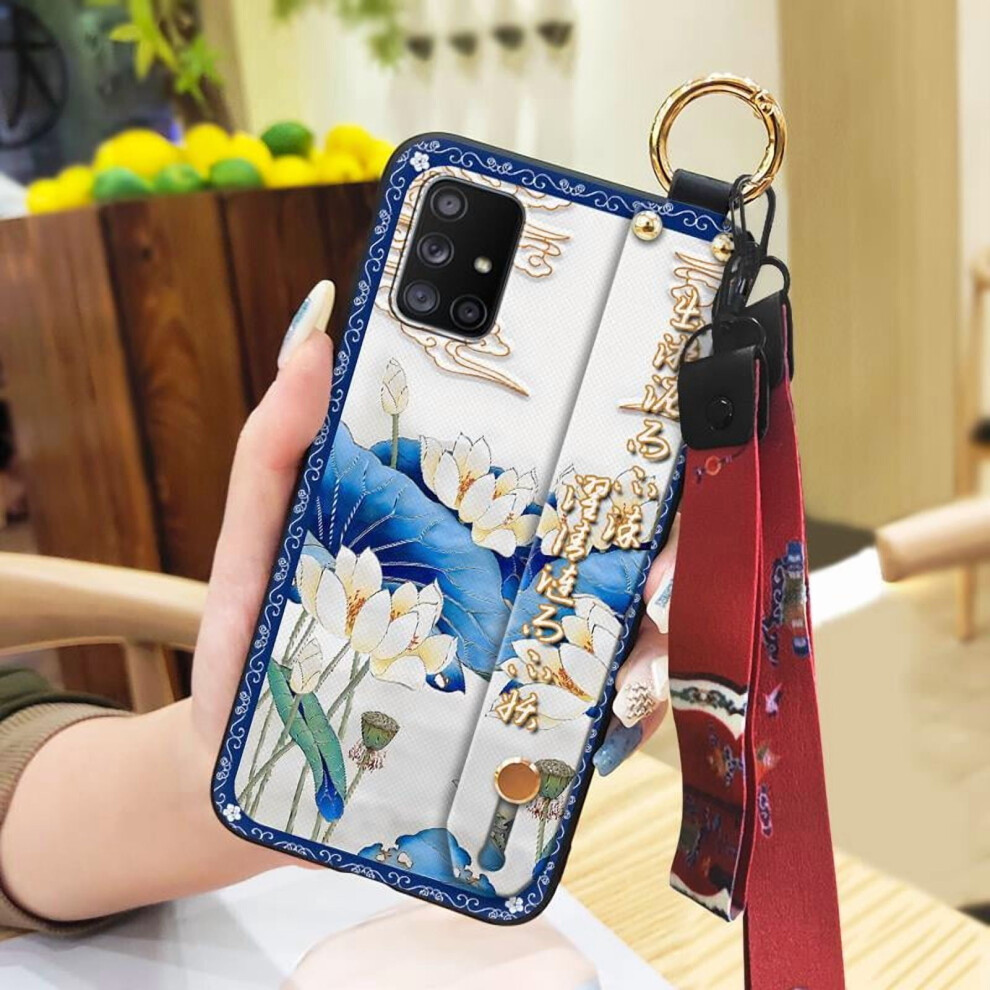 Soft Silicone Phone Case Compatible With Samsung Galaxy A71 5G/A Quantum Â Shockproof, Dust-Resistant, With Ring Holder, Kickstand & Wristband 9085618440289