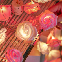 Valentine's Day Rose String Lights – 10LED, Battery-Powered Artificial Flower Garland, 4.9FT, Indoor/Outdoor, Compatible with Valentine's Day &