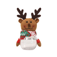 Christmas Tree Candy Bowl with Lid – Food-Safe Plastic Bowl for Candy, Nuts, Potpourri – Reindeer Motif Decor – Compatible with Holiday Tables