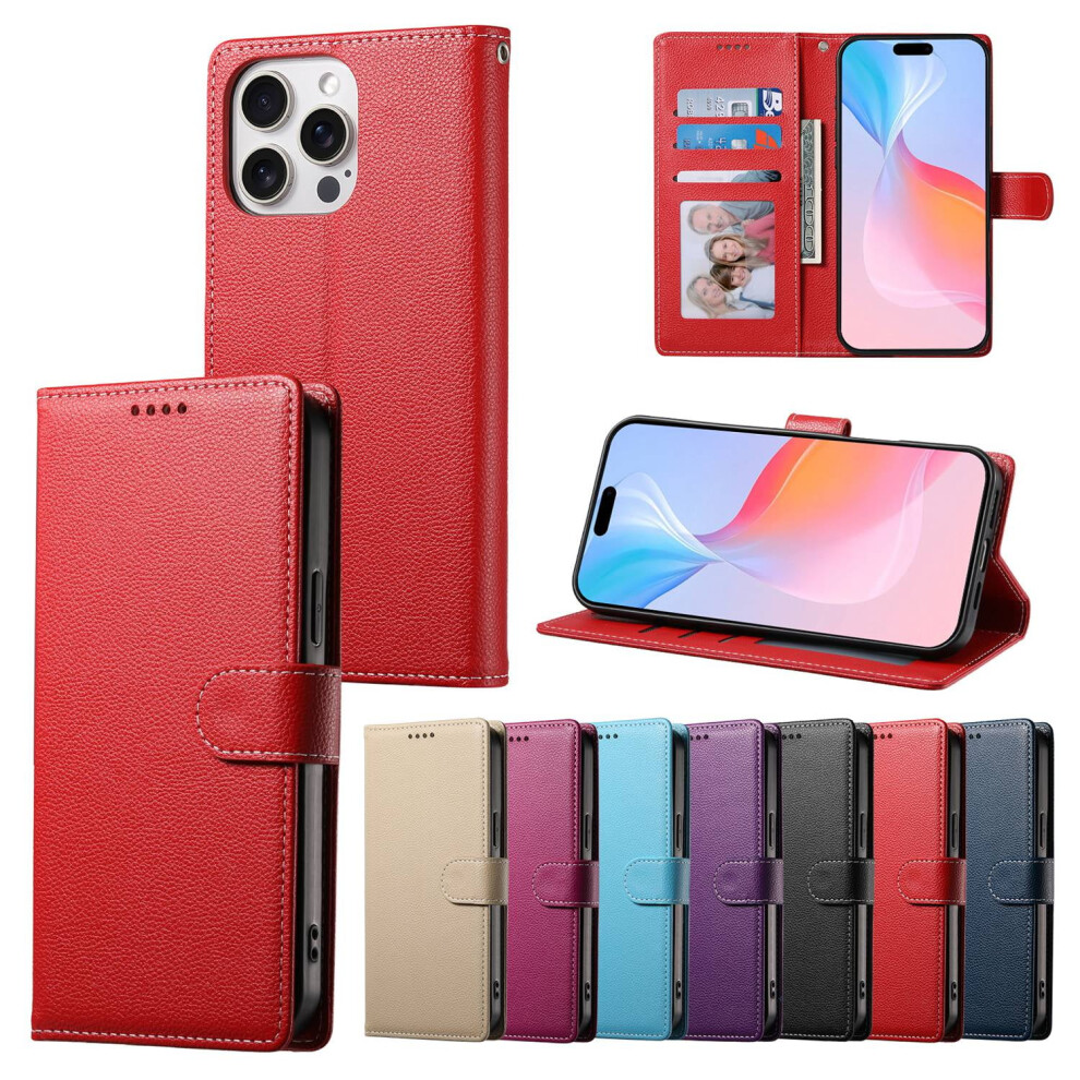 Leather Wallet Phone Case Compatible With Iphone 16 Pro Max, 15Â6 Series Â Card & Zipper Design 9132278093574
