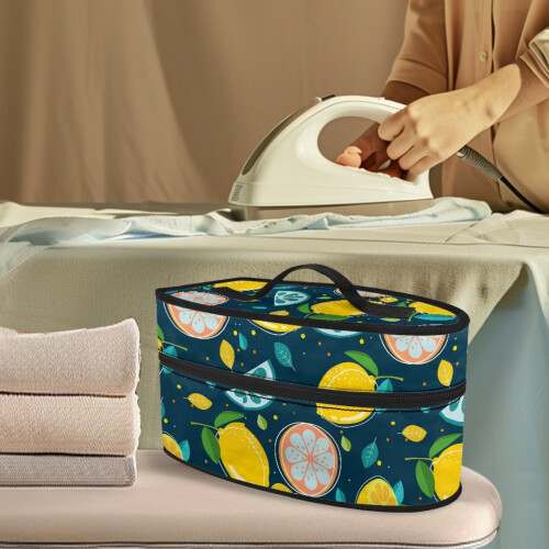 Handheld Steamer Iron Storage Case Zipper Handle Portable Iron Case Lemon Pattern, Case Only 1