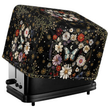 Butterfly Daisy Print Toaster Cover (12.4"x10.6"x8.2"), Dustproof & Waterproof 4-Slice Protector with Top Handle, Easy to Clean
