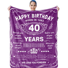40th Birthday Throw Blanket for Women – Purple (50x60"), Compatible with Mom, Wife, Best Friend
