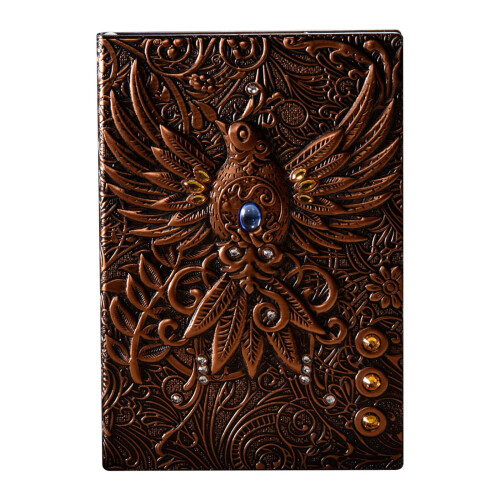 Leather Writing Journal A5 Embossed Phoenix 100 Lined Pages
