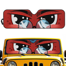 Windshield Sun Shade for Jeep Wrangler JL/JLU (2018-2025) & Gladiator JT (2020-2025), UV-Protective Funny Eyes Print