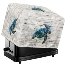 Turtle Wooden Print Toaster Cover for 2-Slice Toasters, Waterproof & Adjustable, Polyester Dustproof Appliance Protector (11.4"x7.8"x7.4")