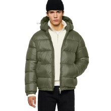 Glatte Herren-Daunenjacke, lockere Passform, verstellbare Kapuze, Innentasche