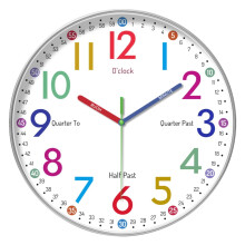 Uanit Learning Clock for Kids – Silent Analog Teaching Clock, Wall Decor for Bedrooms, Compatible with Kids' Time-Learning