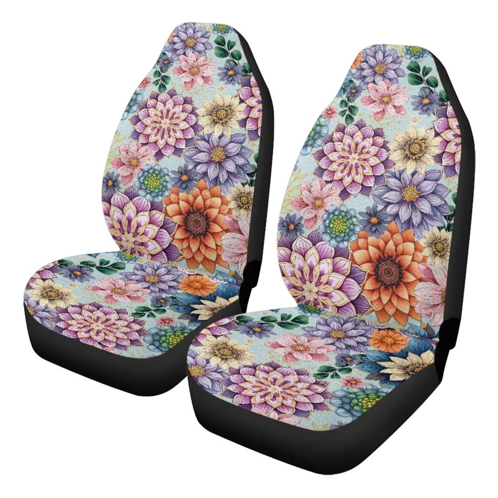 Fluffy Boho Flower Car Seat Covers (2 Pcs), Universal Fit For Sedans/Suvs/Pick-Ups, Easy Install & Comfortable, Compatible With All Vehicles Coral 9027700115873
