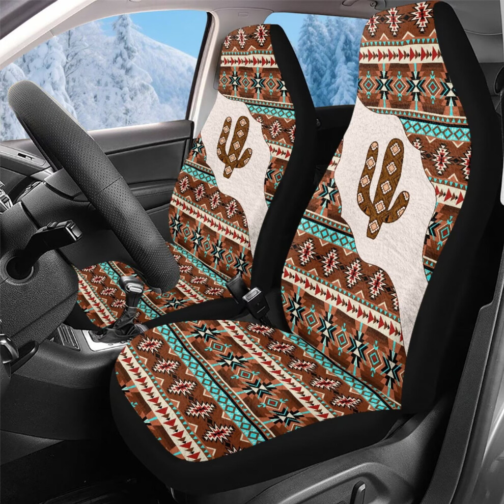Universal High Back Bucket Seat Covers Â Velvet, Southwest Aztec Sunflower Design, Compatible With Most Cars Coral 9027700115699