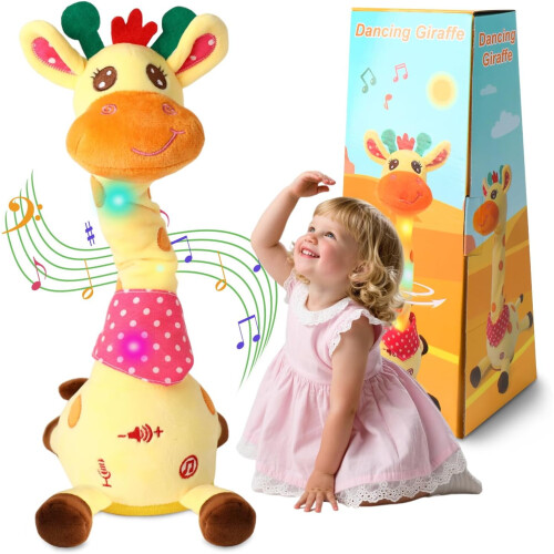 Giraffa di peluche musicale interattiva, che balla e parla.