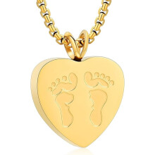 Footprint Urn Necklace for Ashes Heart Cremation Jewelry for Ashes Foot Print Urn Necklace for Ashes Memorial Ashes Keepsake Locket of Loved One