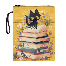 Notebook Wraps Book Organzier Holder Polyester Fabric Pocket Book Covers with Book Protection for Textbooks for Reusable, Cat Book Design