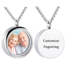 Personalized Glass Cremation Urn Necklace – Holds Ashes & Photo, Stainless Steel Locket Compatible with Human/Pet