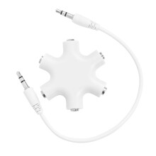 1 to 5 Headphone Splitter 5-Way Snowflake Shape Audio Splitter 3.5mm Jack Plug (White)