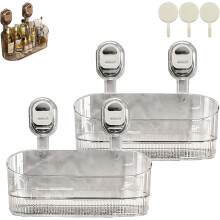 No-Drill Bathroom Suction Storage Box – Heavy Duty, High Capacity, Bottom Drainage, Easy Remove, Secure Suction, Wide Open Design