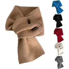 Women's Knitted Winter Scarf with Wooden Buttons