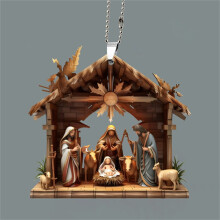 Holy Family Nativity Christmas Ornaments with Sublimation Printing, Religious Tree Decorations Featuring Jesus Mary and Joseph