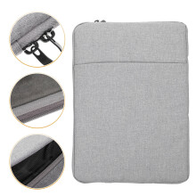 Grey Laptop Case 14 Inch Portable Waterproof and Lightweight Polyester Computer Bag with Extra Pocket for Storage Use