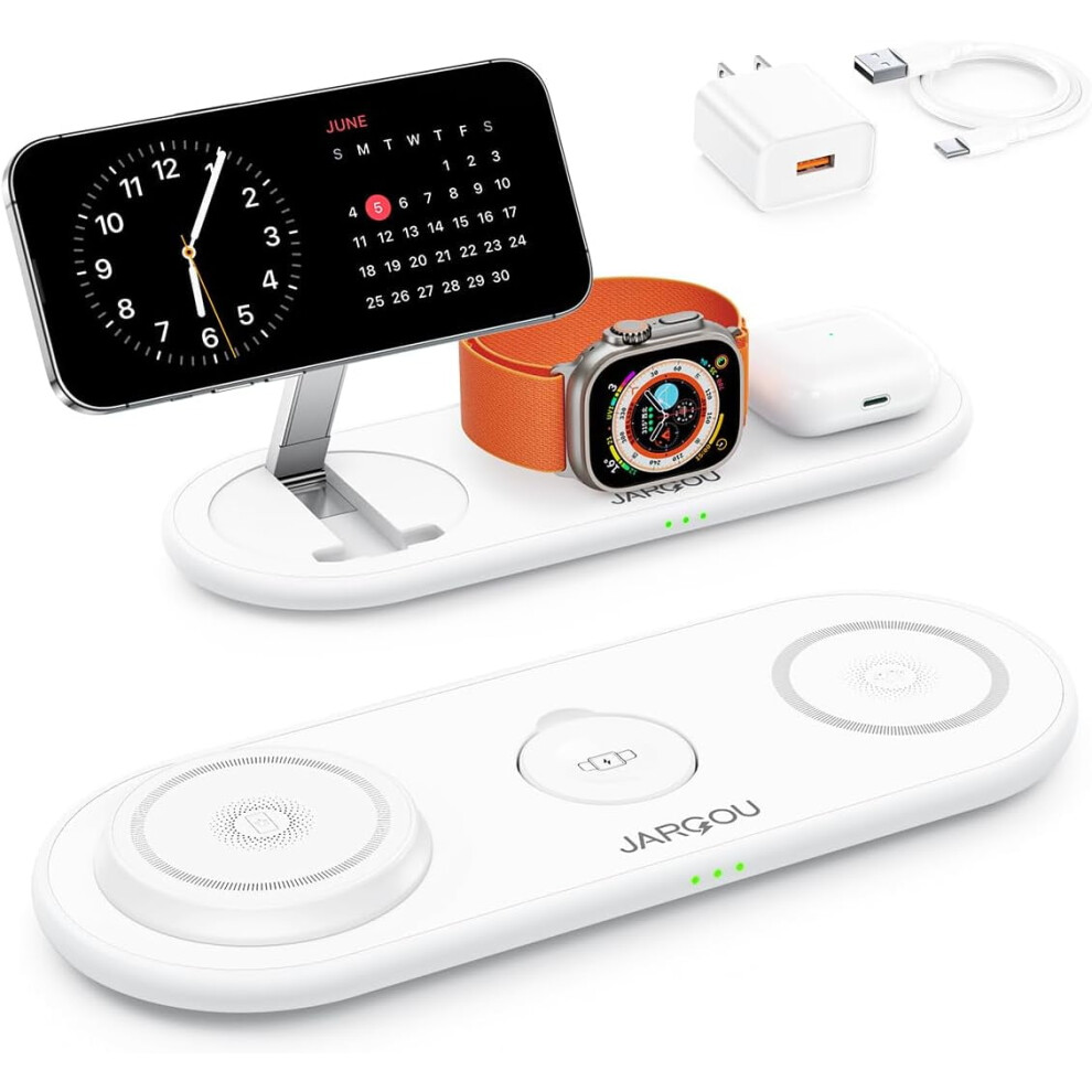3-In-1 Charging Station Compatible With Apple Magsafe, Iphone 16Â12, Apple Watch, Airpods 2ÂPro 2 (Foldable, ) Black 9181073481260